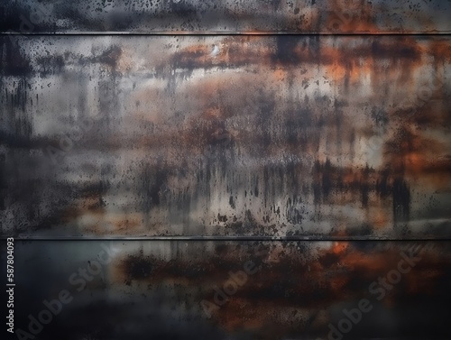 steel metal, grunge rusty texture, soft blur fancy background, dark gray black wallpaper, generative ai 