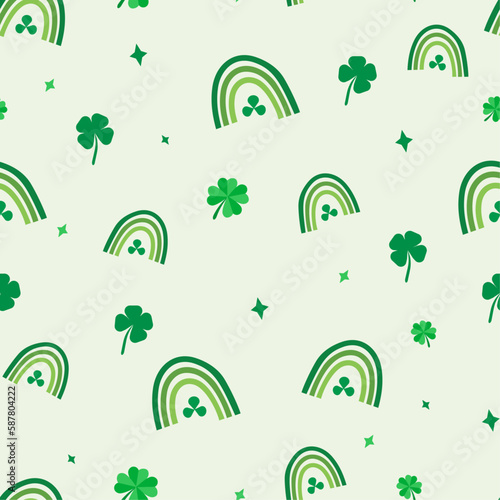 seamless pattern with lucky rainbow