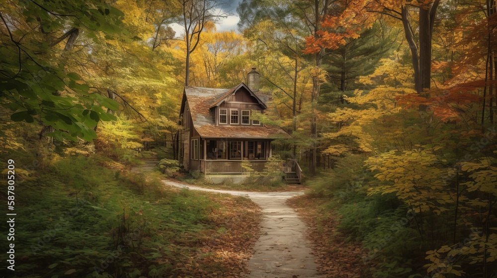 House in the Forest, Generative AI House in the Forest, Generative AI