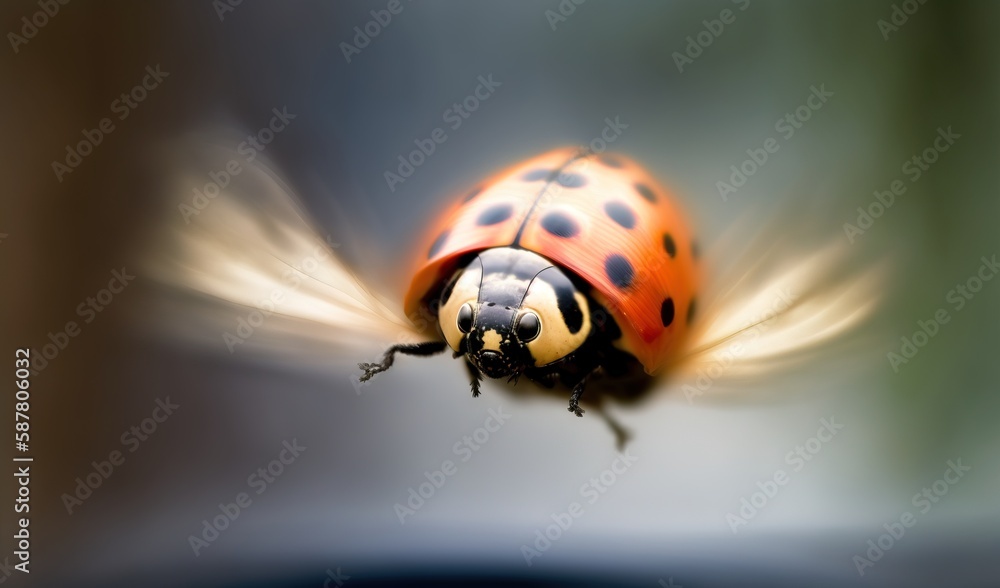 a ladybug with black dots on it's back legs. generative ai a ladybug with black dots on it's back legs. generative ai