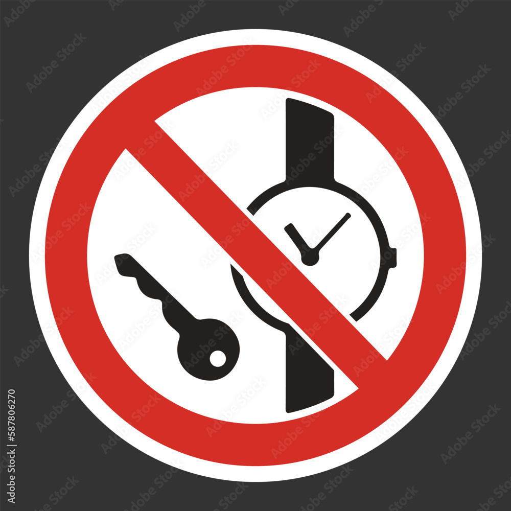 No Metal or Watches Vector Board Sign sticker No Metal or Watches Vector Board Sign sticker