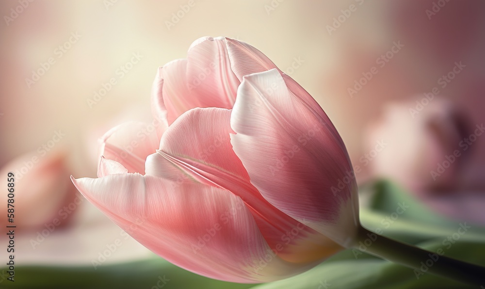  a close up of a pink flower with a blurry background.  generative ai