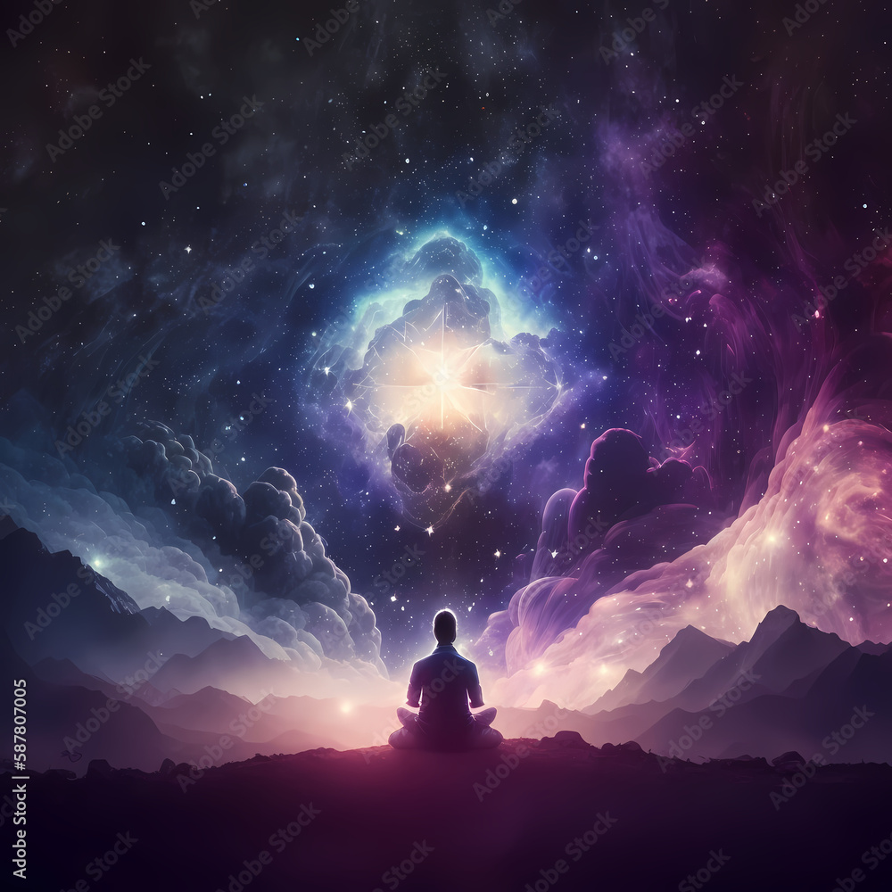 Chakras Meditation Universe. Generative AI Chakras Meditation Universe. Generative AI