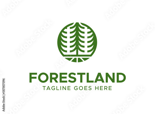 Looking for a logo that embodies the spirit of the great outdoors? Look no further than our Forest Land Pine Tree Outdoor Logo! Featuring a sleek silhouette of an evergreen pine tree against a green b