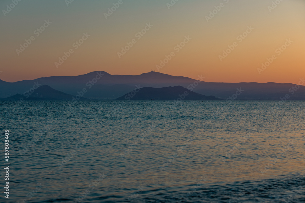 Sunset over Naxos Island, Greece, Europe