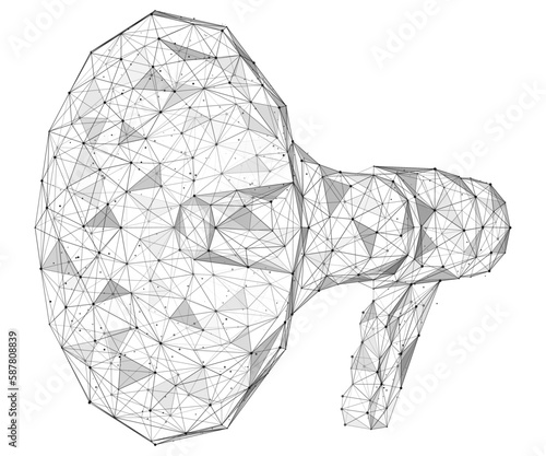 The loudspeaker. Polygonal design of lines and dots.