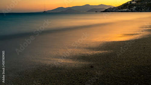 Beautiful sunset over Naxos Island, Greece, Europe