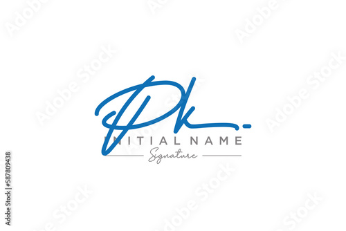 Initial PK signature logo template vector. Hand drawn Calligraphy lettering Vector illustration.