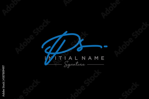 Initial PS signature logo template vector. Hand drawn Calligraphy lettering Vector illustration.