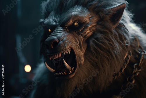  Eerie atmosphere of a werewolf night Generative AI