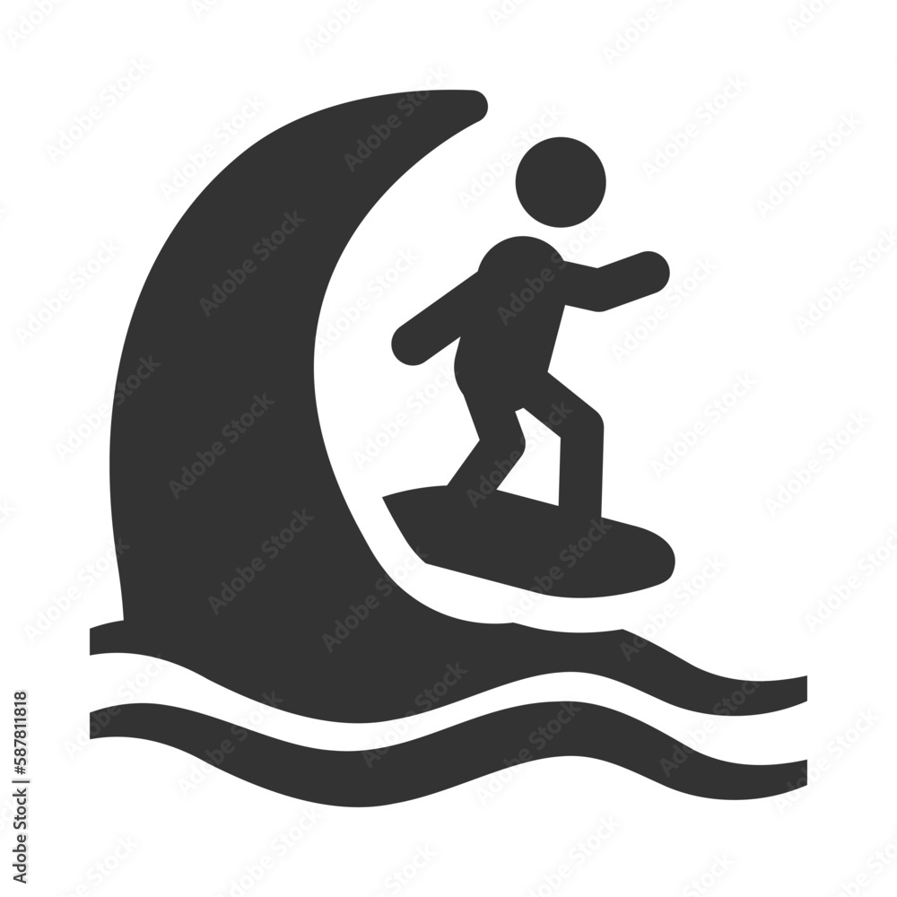 Beach surfing icon