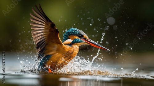 Epic shot of kingfisher while fishing - Indonesia Toba lake  © Abdo