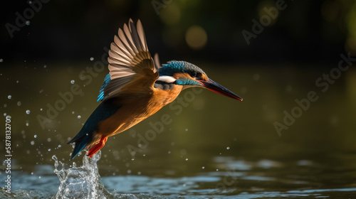 Epic moment of red billed kingfisher while fishing - Indonesia Toba lake