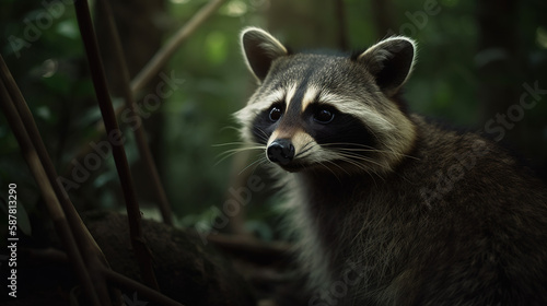 a raccoon in the jungle of Nepal - wildlife photography 35mm © Abdo