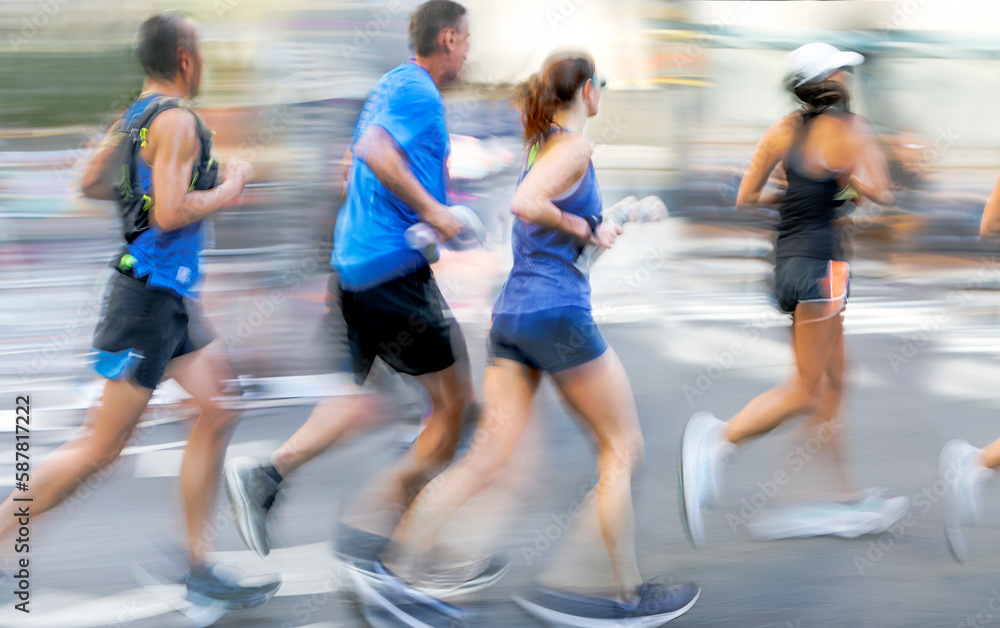 Obraz premium athlete runner on city street