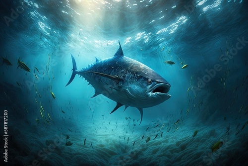 Fish in the ocean or sea underwater. Generative AI
