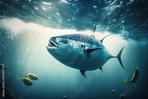 Fotografia Fish in the ocean or sea underwater. Generative AI