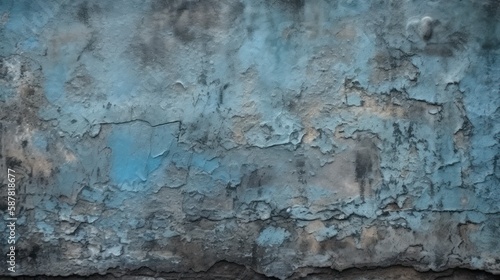 Blue Gray Cement Concrete Texture, Grunge Rough Aged Stain Background as Digital Illustration (Generative AI) © senadesign