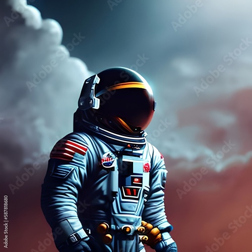 Astronaut looking clouds on space sky background, digital art style, illustration painting © Mstluna