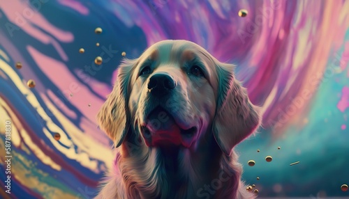 Tablou canvas Dog colored brave (Ai Generate)