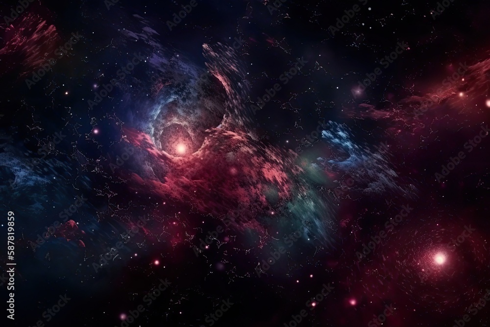 vibrant cosmic space with stars and colorful dust clouds. Generative AI