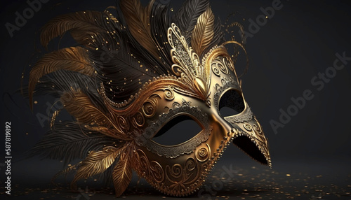 Realistic luxury carnival mask .Generative AI. © ALIF