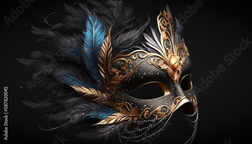 Realistic luxury carnival mask .Generative AI. © ALIF
