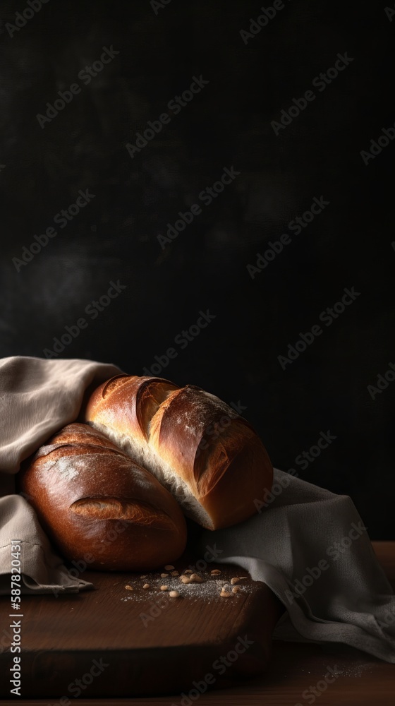 Obraz premium Delicious Loaf Bread with Copy Space for Advertisement in Supermarkets, Social Media and More