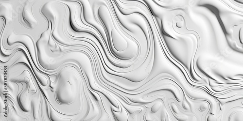 Fluid White Marble Background with Amorphic Liquid Shapes, AI Generated