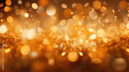 golden bokeh product background orange brown light display (Generative AI) © senadesign