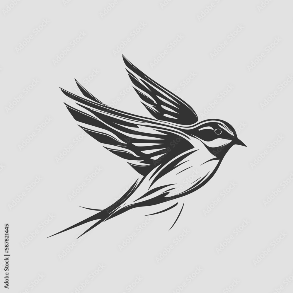 swallow bird illustration vector. retro bird style illustration. bird vector illustration.