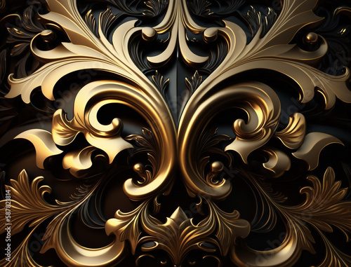Abstract baroque style ornaments background design. Detailed ornaments with realistic shading.