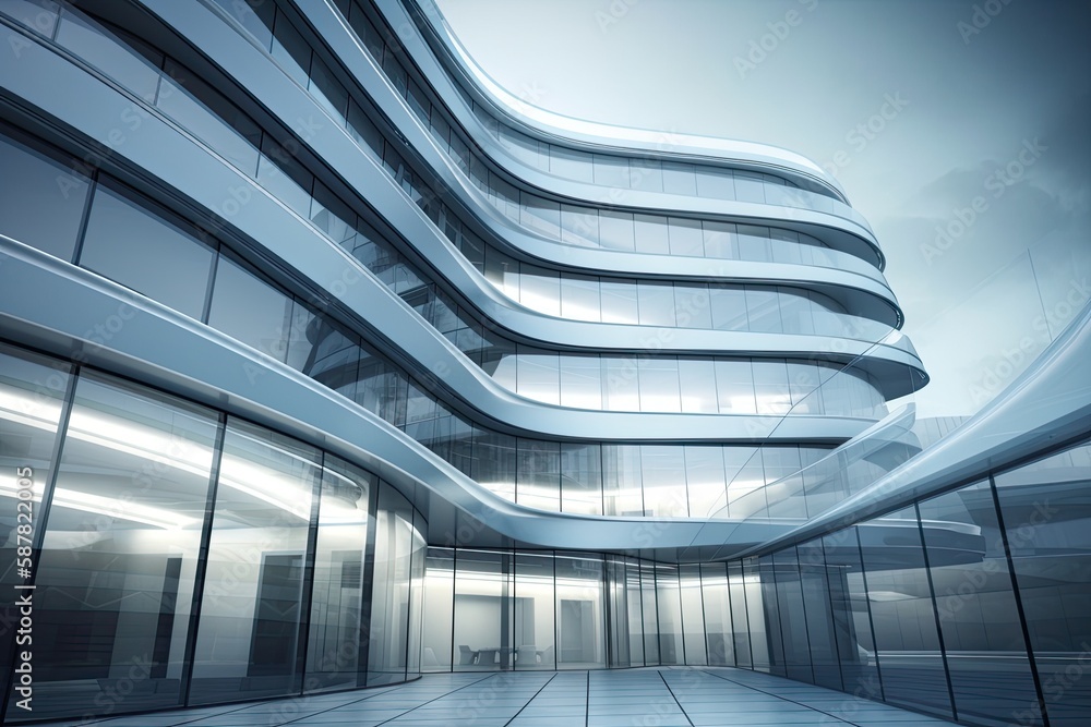 Obraz premium modern skyscraper with a unique window pattern. Generative AI