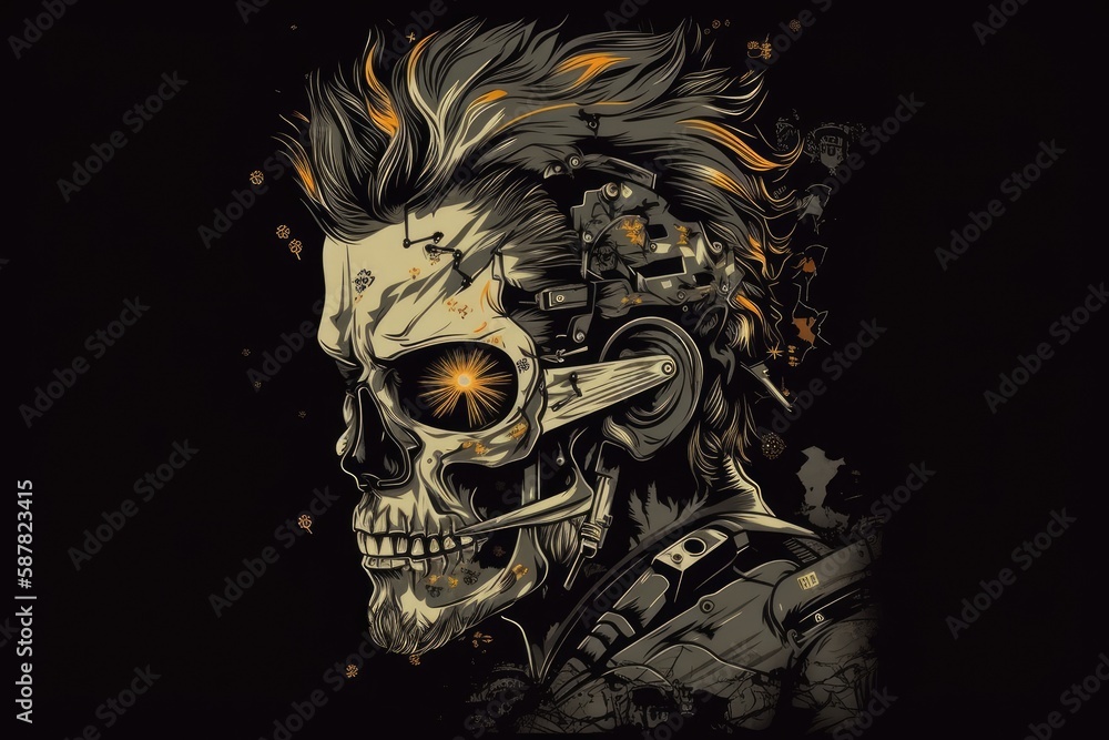 Fototapeta premium skull holding a gun. Generative AI