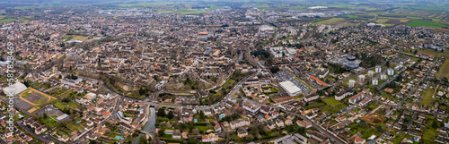 Aerial of the old town of Beaune in early spring in France