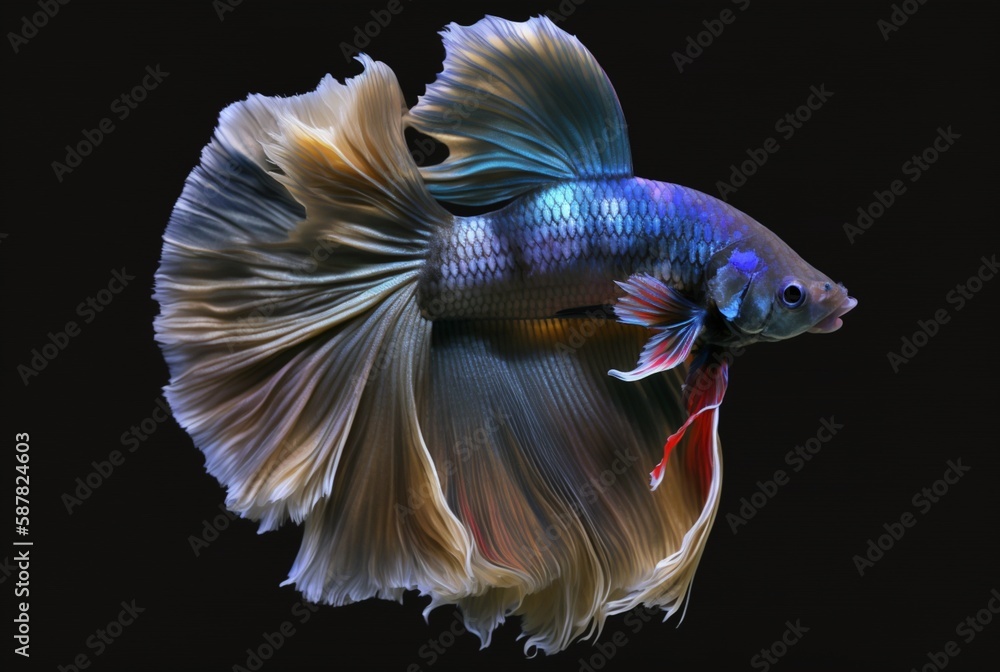 Fototapeta premium one betta fish swimming with its tail. Generative AI