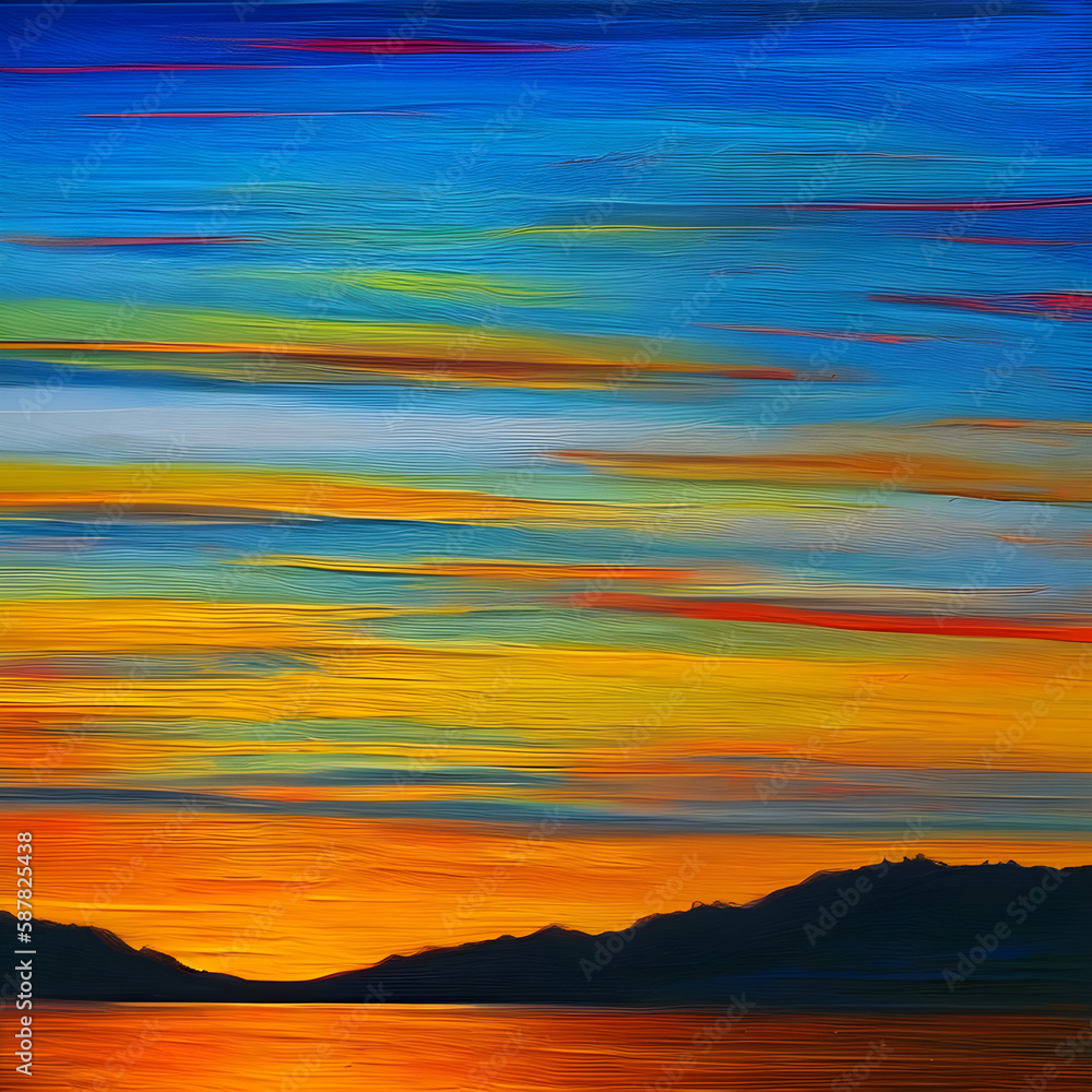  A depiction of a sunset abstract. Generative Ai
