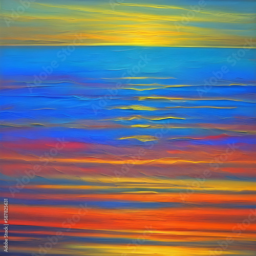Art An abstract depiction of a sunset over the ocean. Generative Ai  © Cynthia