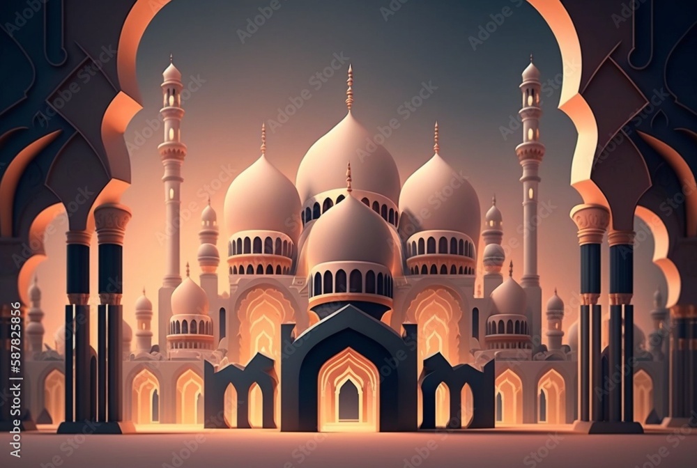 custom made wallpaper toronto digitalIslamic mosque background, Ramadan concept. Generative AI