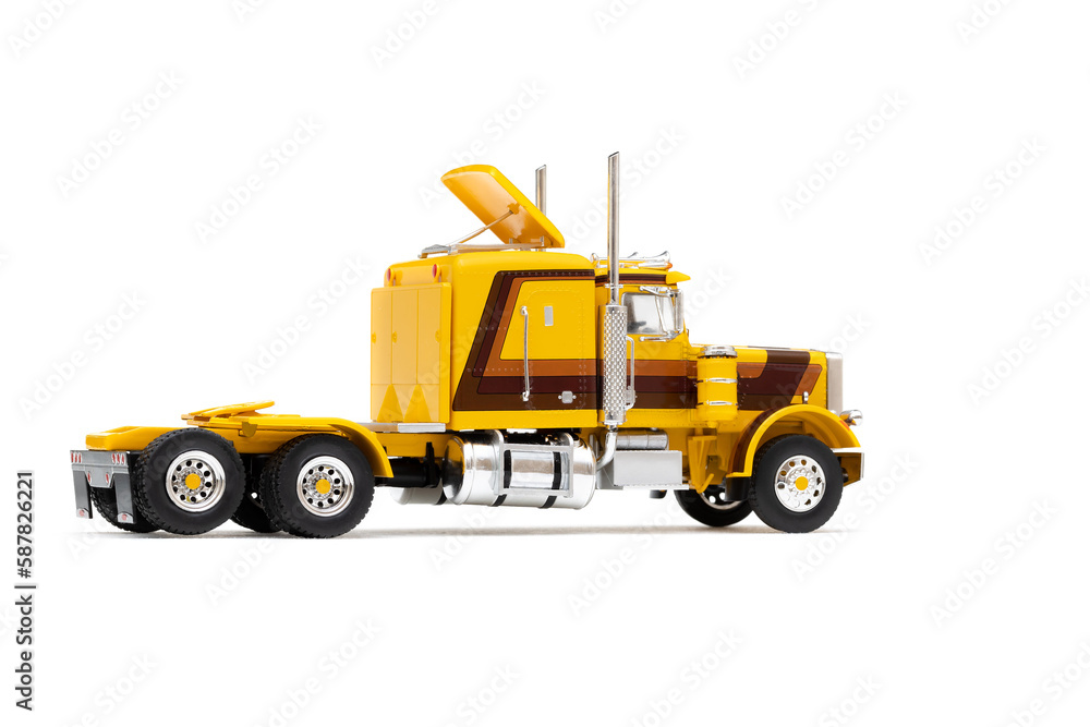 yellow american truck isolated on white background