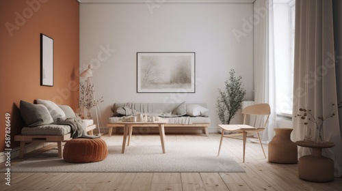 Minimal interior living room  scandinavian style