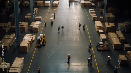 warehouse workers moving package boxes Generative AI