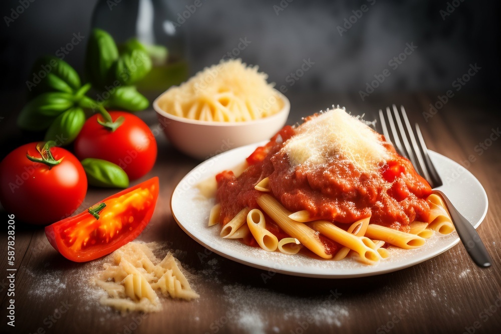 pasta with tomato sauce, cinematic light, high quality, Realistic, detailed, Generative AI pasta with tomato sauce, cinematic light, high quality, Realistic, detailed, Generative AI