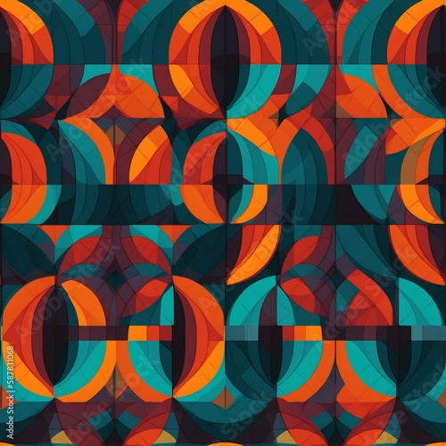 Seamless Groovy Geometric Shapes in Bold Colors with a Retro 70s Style