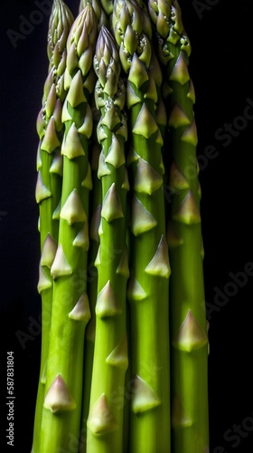 Asparagus seamless background with water drops  top view  flat lay. Generative AI