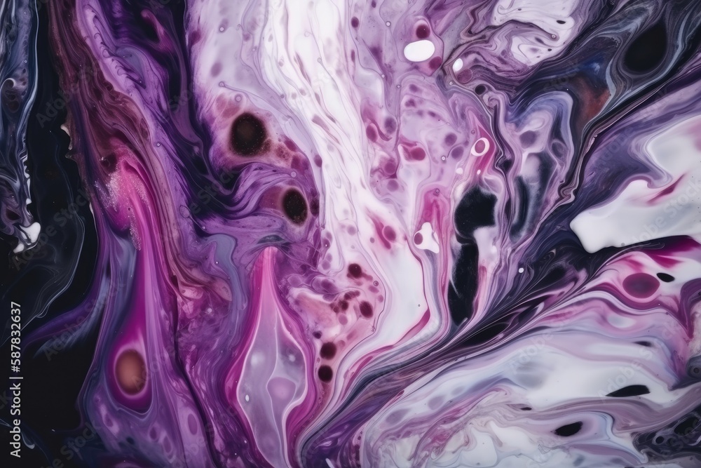 Illustration of an abstract painting with purple and black colors blending together. Generative AI Illustration of an abstract painting with purple and black colors blending together. Generative AI