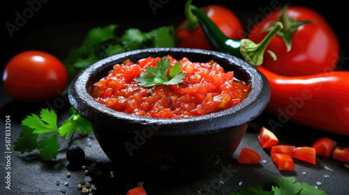 tomato sauce in a bowl - Gaspacho - by generative ai
