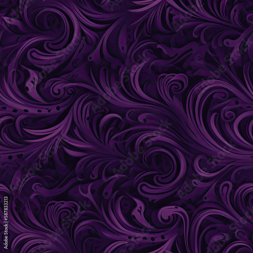 seamless pattern with purple swirls - by generative ai