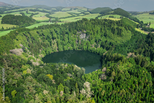 The peaceful Lagoa Do Congro is located at the end of an easy hike in the island of Sao Miguel in the Azores, Portugal