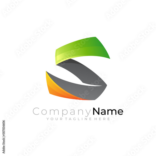 Free Download Simple letter S logo with 3d colorful design, business icons - GFXLoad
